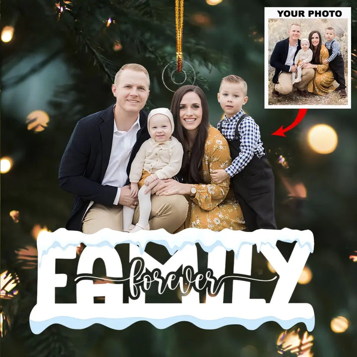 Family Forever - Personalized Custom Photo Mica Ornament - Christmas Gift For Family, Family Members  AGCDM012