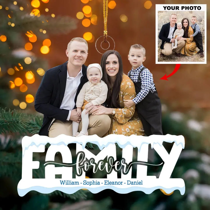 Family Forever - Personalized Custom Photo Mica Ornament - Christmas Gift For Family, Family Members  AGCDM012