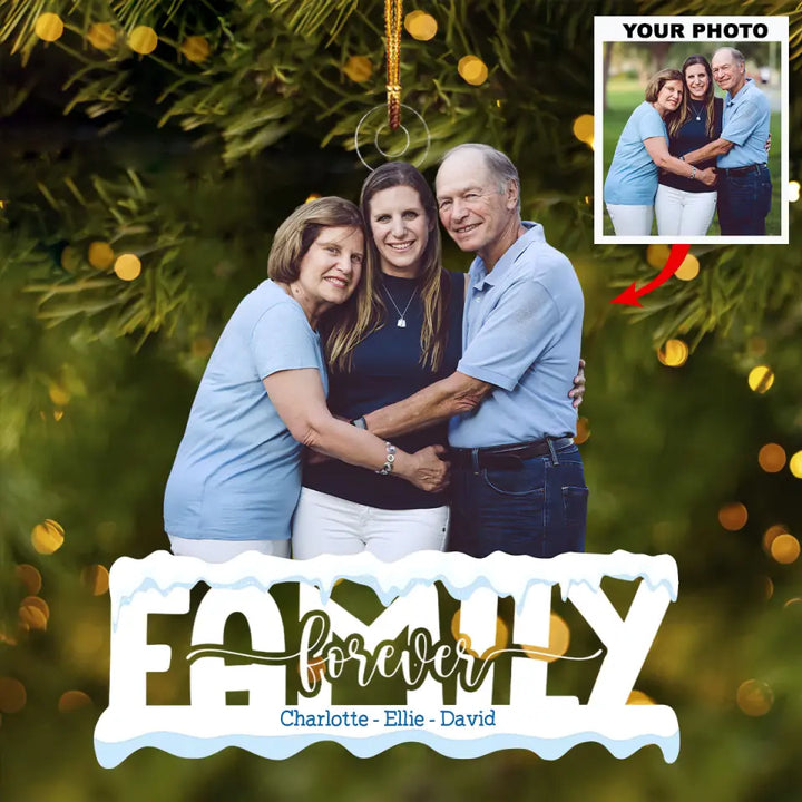 Family Forever - Personalized Custom Photo Mica Ornament - Christmas Gift For Family, Family Members  AGCDM012