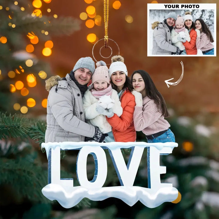 Love - Personalized Custom Photo Mica Ornament - Christmas Gift For Family, Family Members, Couple AGCDM014