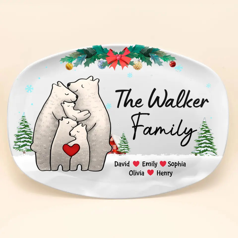 Bear Family - Personalized Custom Platter - Christmas Gift For Mom, Dad, Family, Family Members