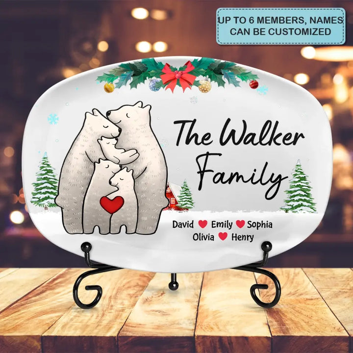 Bear Family - Personalized Custom Platter - Christmas Gift For Mom, Dad, Family, Family Members