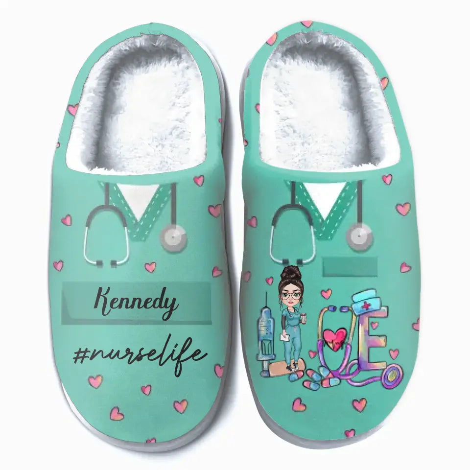 Personalized Slippers - Nurse's Day, Birthday Gift For Nurse - Love Nurse Life ARND005