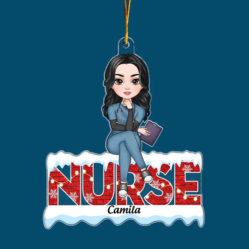 Love Nurse Life - Personalized Custom Mica Ornament - Christmas Gift For Nurse CLA0HD011