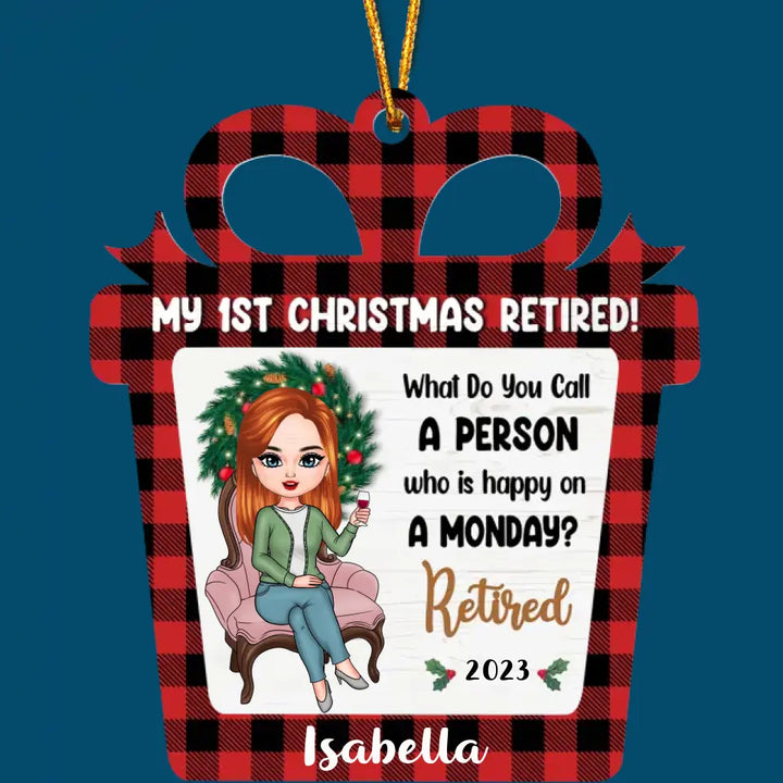 First Christmas Retired - Personalized Custom Layer Wooden Ornament - Christmas Gift For Grandma, Mom, Family Members
