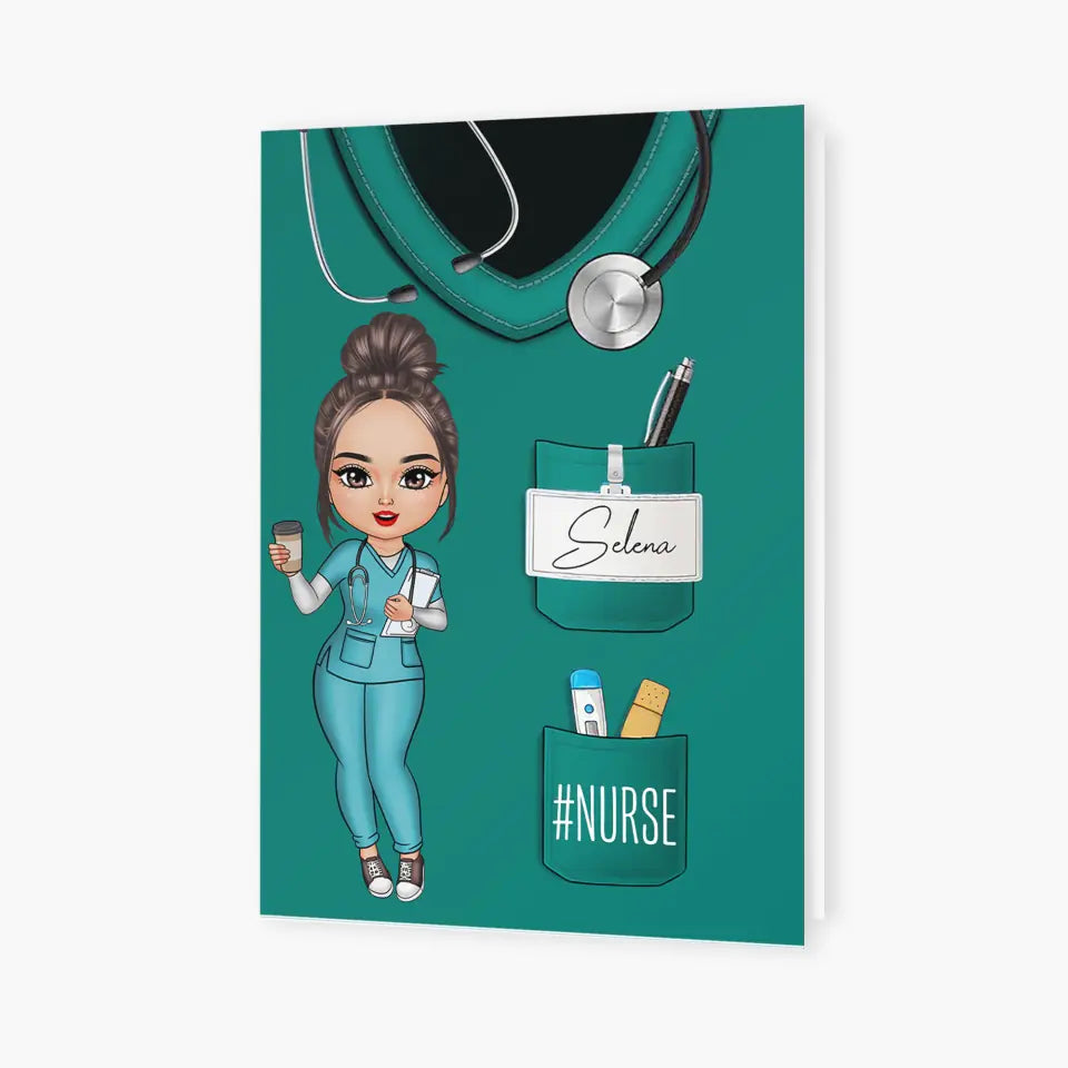 Pretty Doll Nurse Life - Personalized Custom Greeting Card - Nurse's Day, Appreciation Gift For Nurse