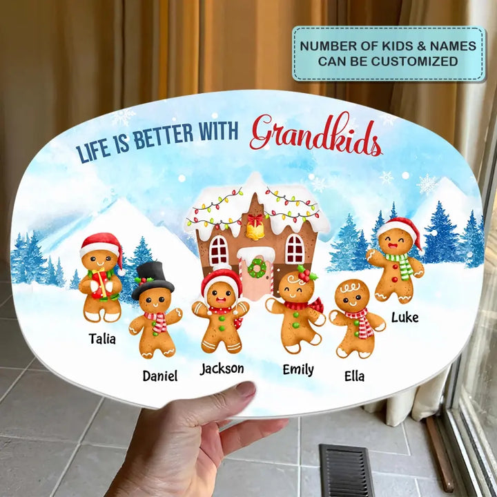 Life Is Better With Grandkids - Personalized Custom Platter - Christmas Gift For Grandma, Family Members