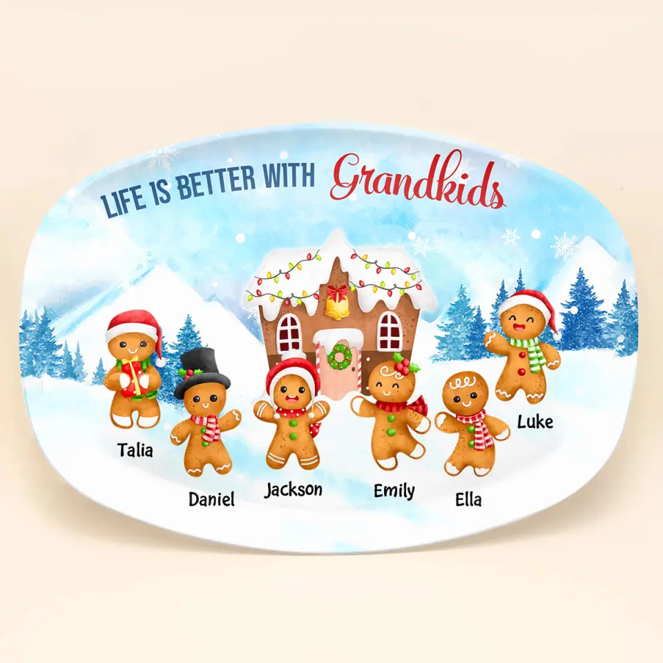 Life Is Better With Grandkids - Personalized Custom Platter - Christmas Gift For Grandma, Family Members