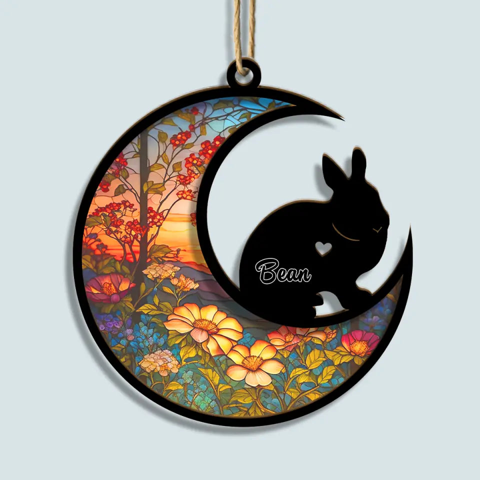 Forever Loved - Personalized Custom Suncatcher Layer Mix Ornament - Memorial Bunny Ornament
