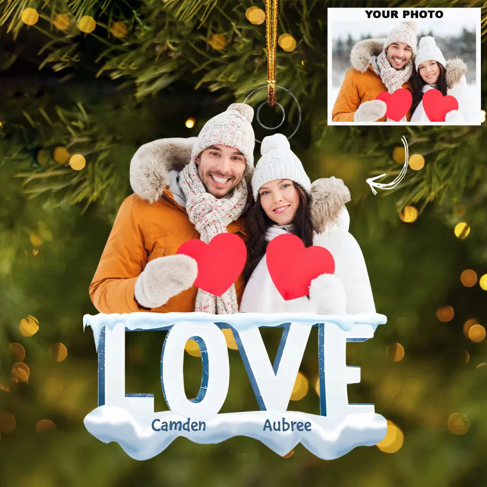 Love - Personalized Custom Photo Mica Ornament - Christmas Gift For Family, Family Members, Couple AGCDM014