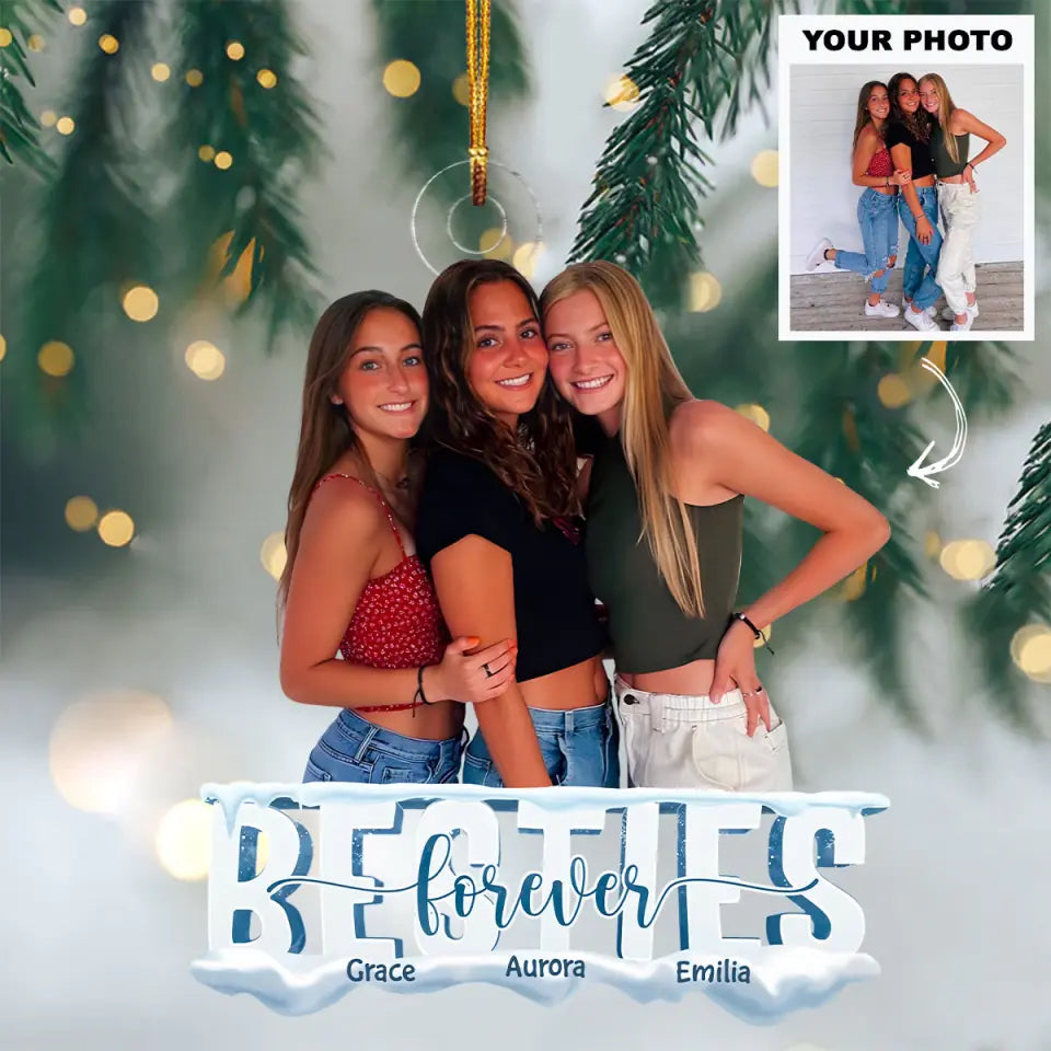 Besties Forever - Personalized Custom Photo Mica Ornament - Christmas Gift For Friends, Besties AGCDM008