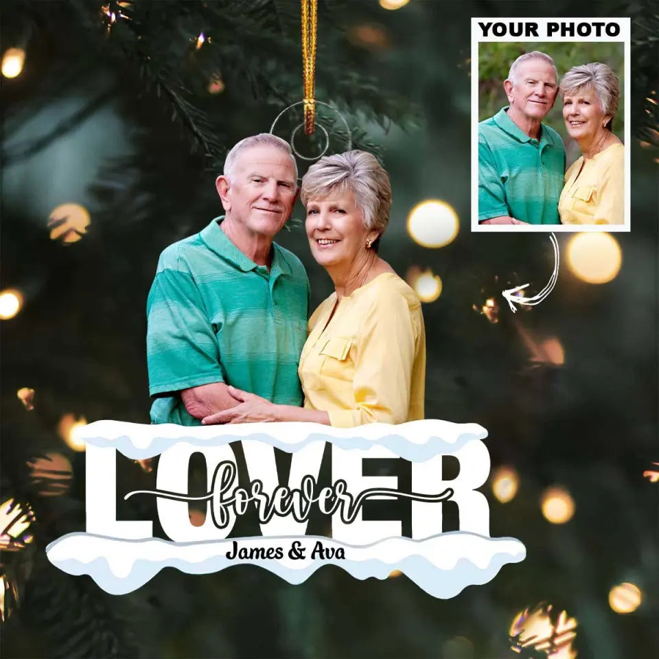 Lover Forever - Personalized Custom Photo Mica Ornament - Christmas Gift For Couple, Wife, Husband AGCDM018