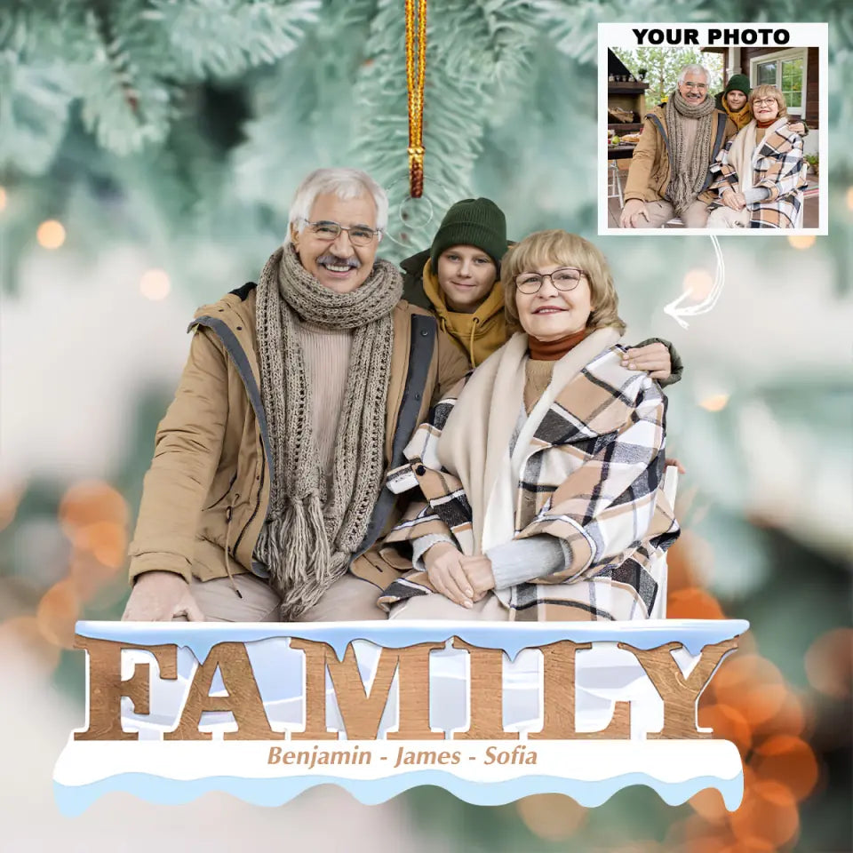 Family Custom Photo - Personalized Custom Photo Mica Ornament - Christmas Gift For Family, Family Members AGCDM023
