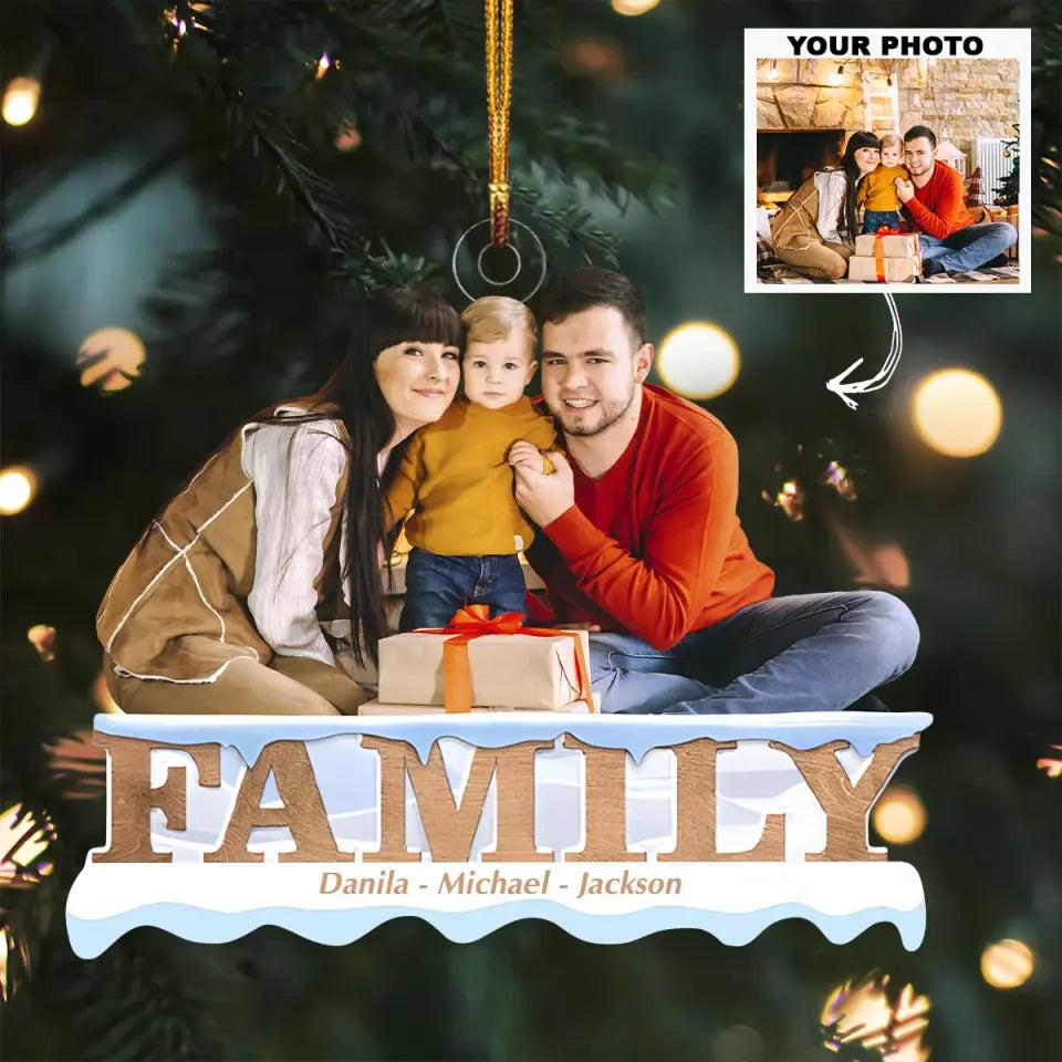 Family Custom Photo - Personalized Custom Photo Mica Ornament - Christmas Gift For Family, Family Members AGCDM023