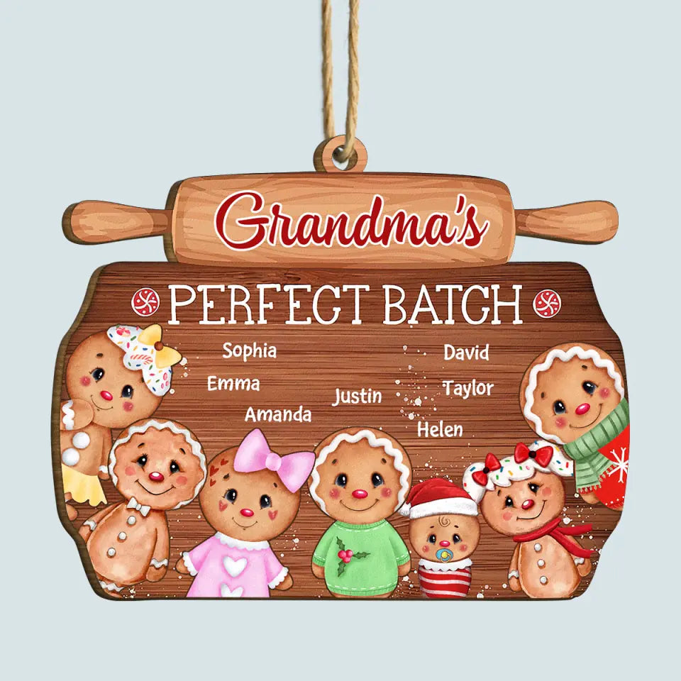 Grandma's Perfect Batch - Personalized Custom Wood Ornament - Christmas Gift For Grandma, Mom, Family Members