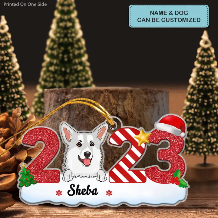 Dog 2023 Ornament - Personalized Custom Mica Ornament - Christmas Gift For Dog Lover, Dog Mom, Dog Dad, Dog Owner CLA0HT013