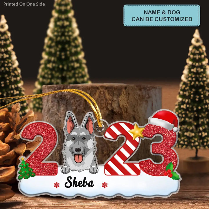 Dog 2023 Ornament - Personalized Custom Mica Ornament - Christmas Gift For Dog Lover, Dog Mom, Dog Dad, Dog Owner CLA0HT013