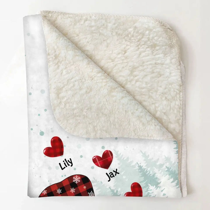 Colorful Christmas Snowman Grandma Mom - Personalized Custom Blanket - Christmas Gift For Grandma, Mom, Family Members
