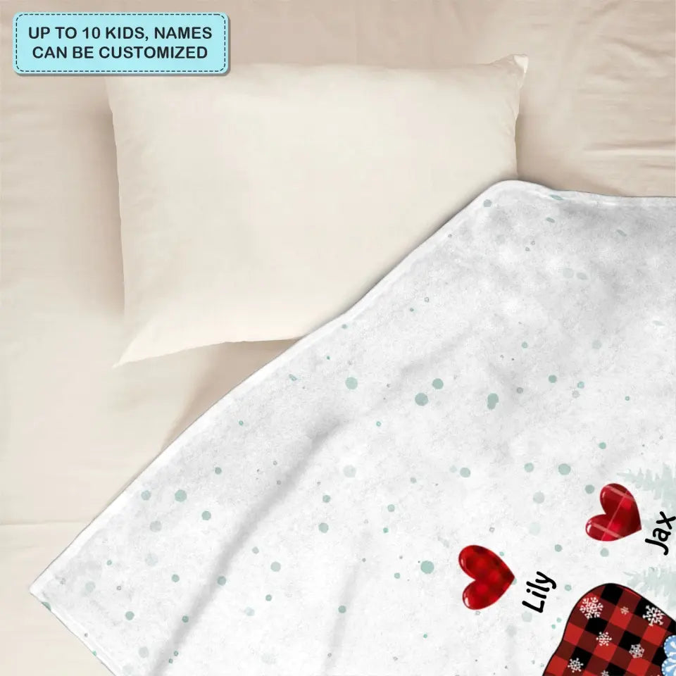 Colorful Christmas Snowman Grandma Mom - Personalized Custom Blanket - Christmas Gift For Grandma, Mom, Family Members