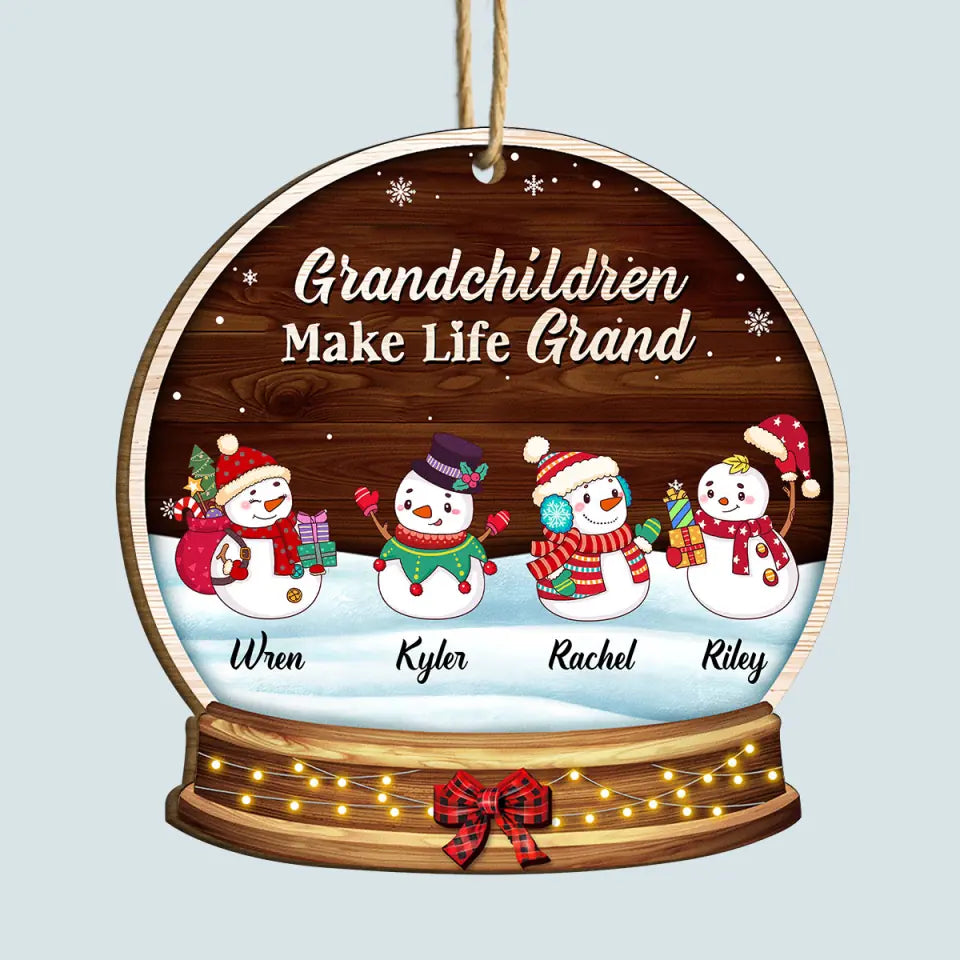 Grandchildren Make Life Grand - Personalized Custom Wooden Ornament - Christmas Gift For Grandma, Mom, Family Members