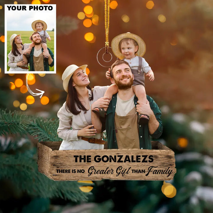There Is No Greater Gift Than Family - Personalized Custom Photo Mica Ornament - Christmas Gift For Family, Family Members AGCHT003