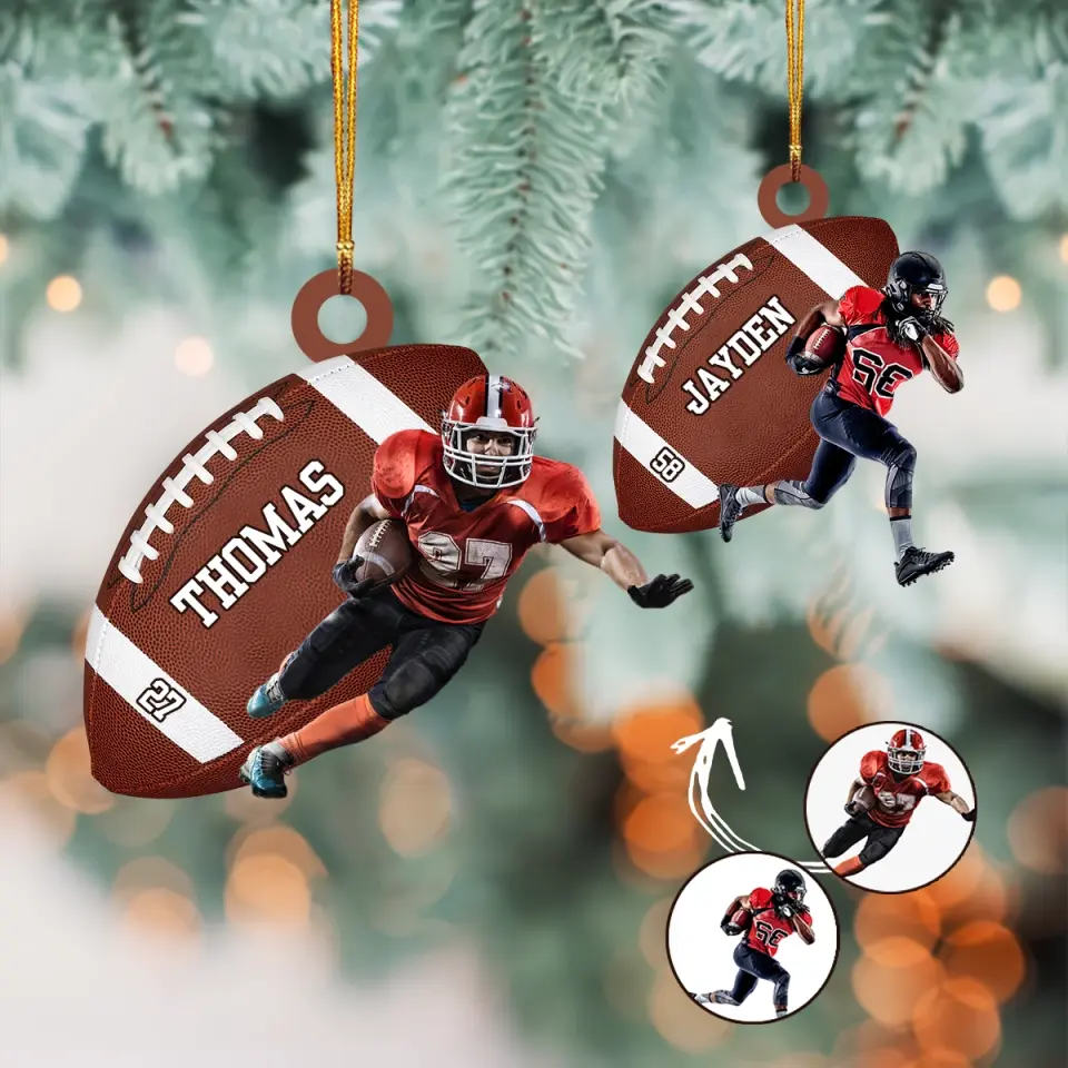 American Football Players - Personalized Custom Photo Mica Ornament - Sport Gift For American Football Players, American Football Lovers, Family Members AGCHD033