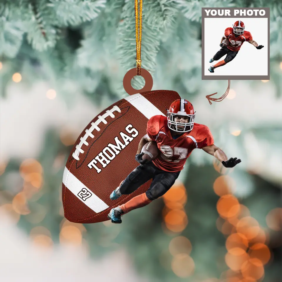 American Football Players - Personalized Custom Photo Mica Ornament - Sport Gift For American Football Players, American Football Lovers, Family Members AGCHD033