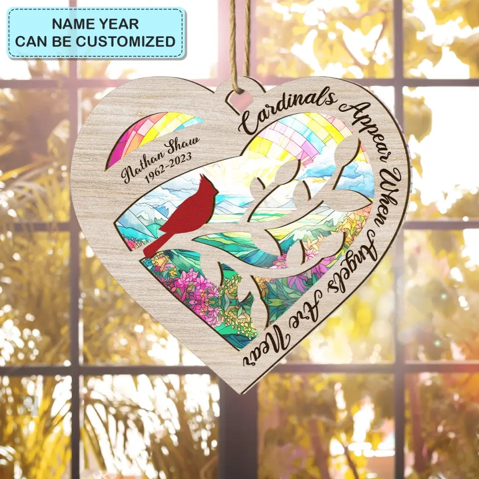 Cardinals Appear When Angels Are Near - Personalized Custom Suncatcher Layer Mix Ornament - Christmas, Memorial Gift For Family, Family Members