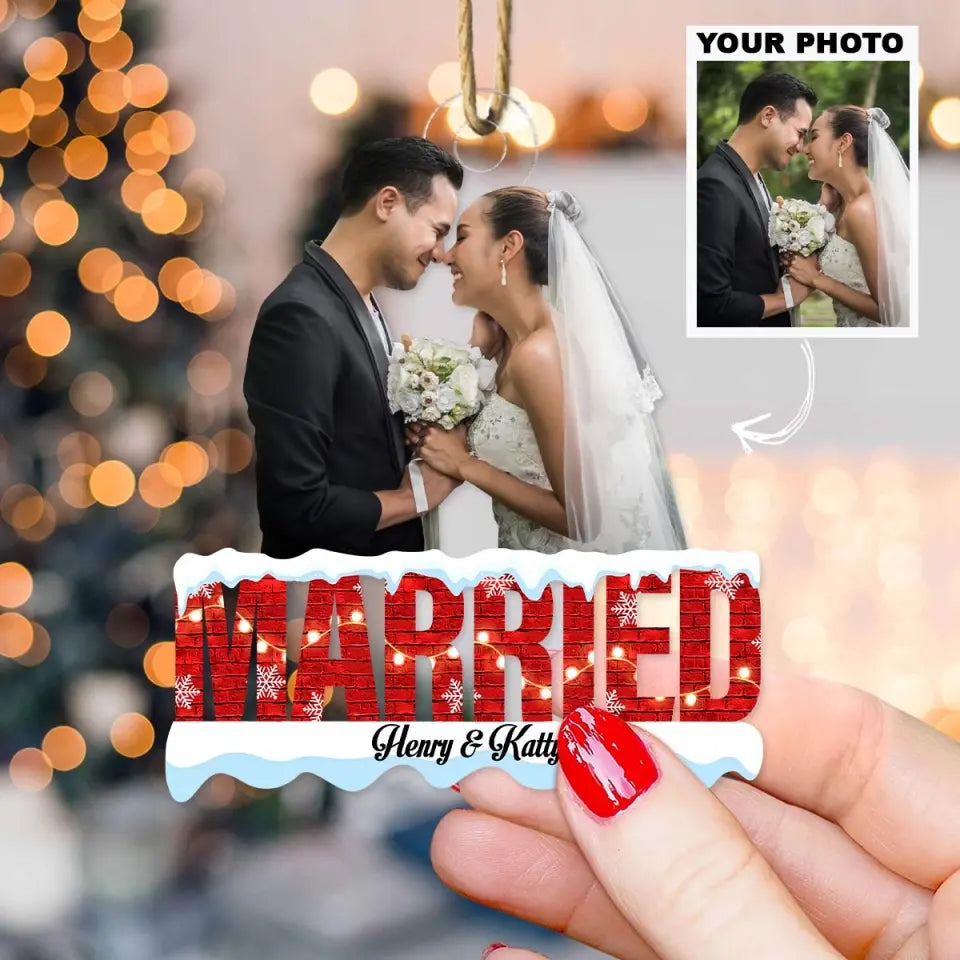 We Got Married - Personalized Custom Photo Mica Ornament - Wedding, Christmas Gift For Couple, Husband, Wife AGCDM025