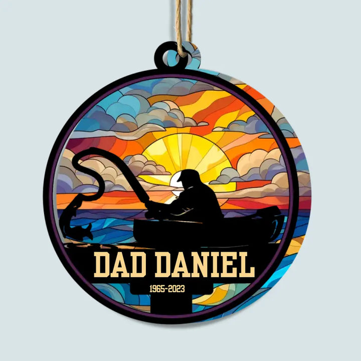 Memorial Dad Fishing Ornament - Personalized Custom Suncatcher Layer Mix Ornament