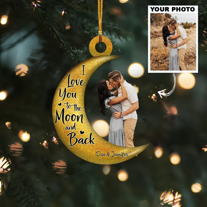 I Love You To The Moon And Back V3 - Personalized Custom Photo Mica Ornament - Christmas Gift For Couple, Wife, Husband AGCHD035
