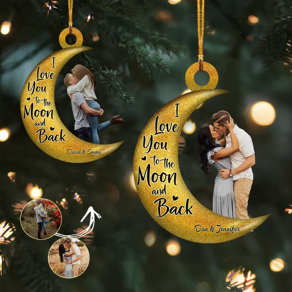 I Love You To The Moon And Back V3 - Personalized Custom Photo Mica Ornament - Christmas Gift For Couple, Wife, Husband AGCHD035