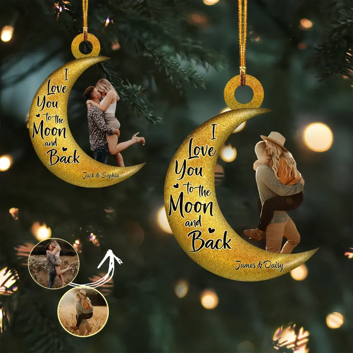 I Love You To The Moon And Back V3 - Personalized Custom Photo Mica Ornament - Christmas Gift For Couple, Wife, Husband AGCHD035