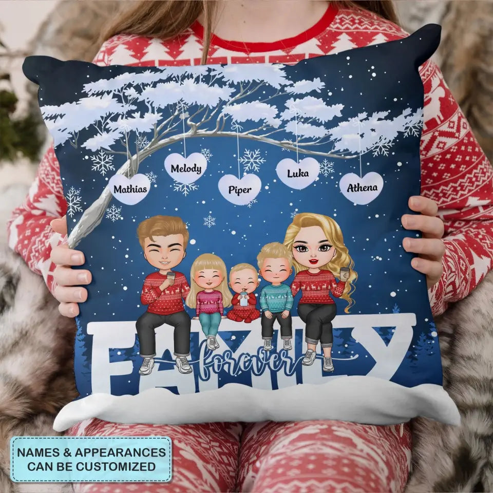 Family Forever Christmas - Personalized Custom Pillow Case - Christmas Gift For Family Members