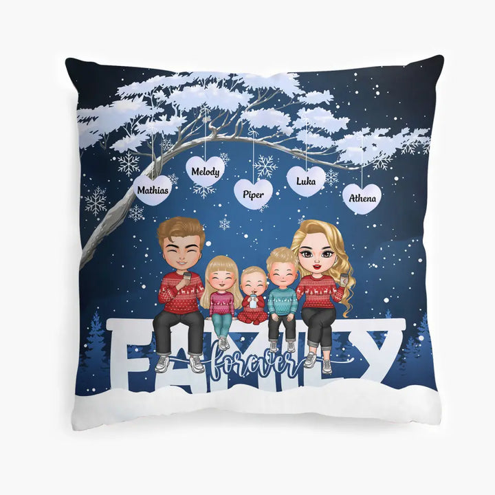 Family Forever Christmas - Personalized Custom Pillow Case - Christmas Gift For Family Members