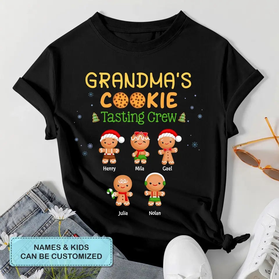 Nana Cookie Tasting Crew - Personalized Custom T-shirt - Christmas Gift For Grandma