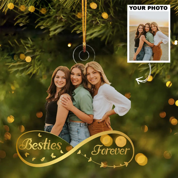 Besties Forever - Personalized Custom Photo Mica Ornament - Christmas Gift For Friends, Besties AGCVP001