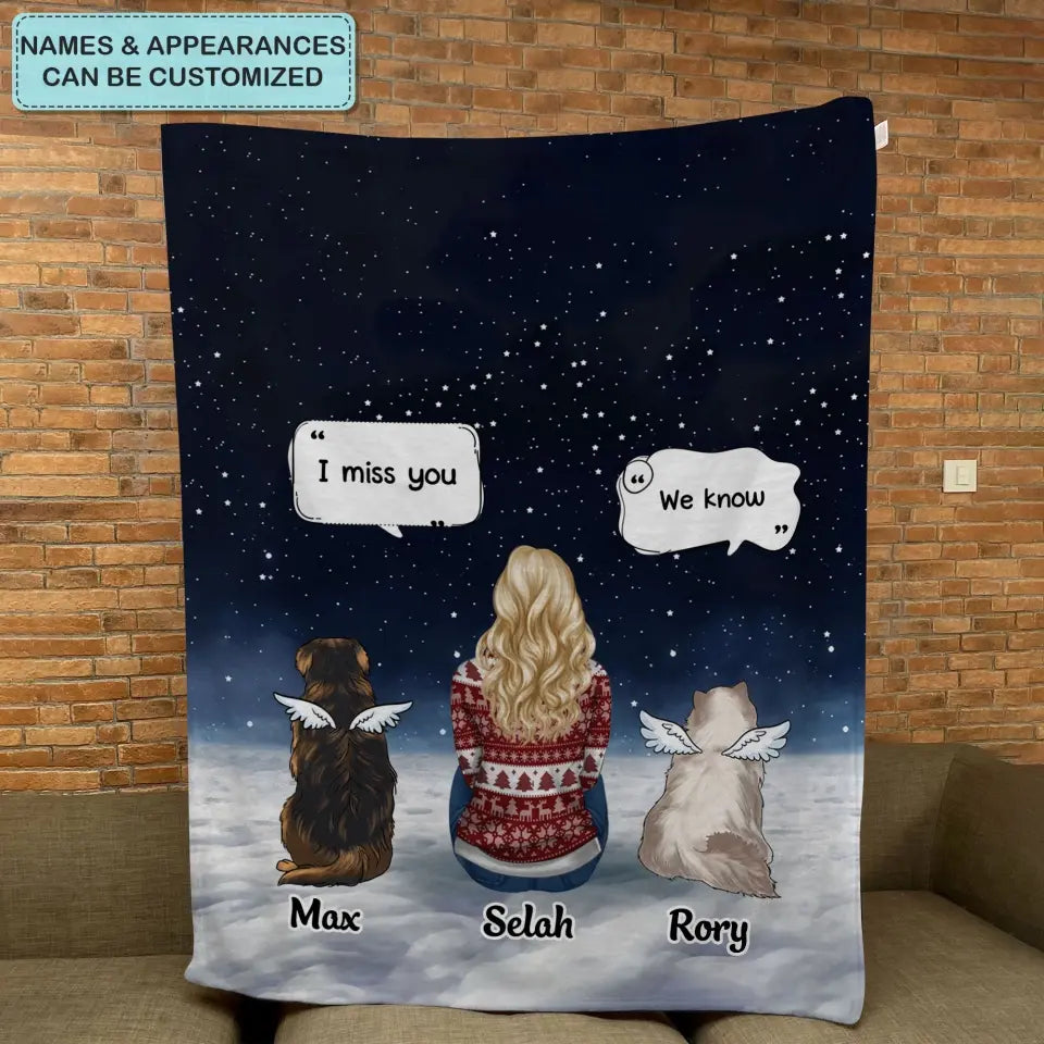 I Miss You - Personalized Custom Blanket - Memorial, Christmas Gift For Cat Mom, Cat Dad, Dog Mom, Dog Dad