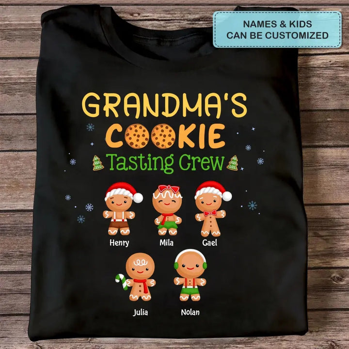 Nana Cookie Tasting Crew - Personalized Custom T-shirt - Christmas Gift For Grandma