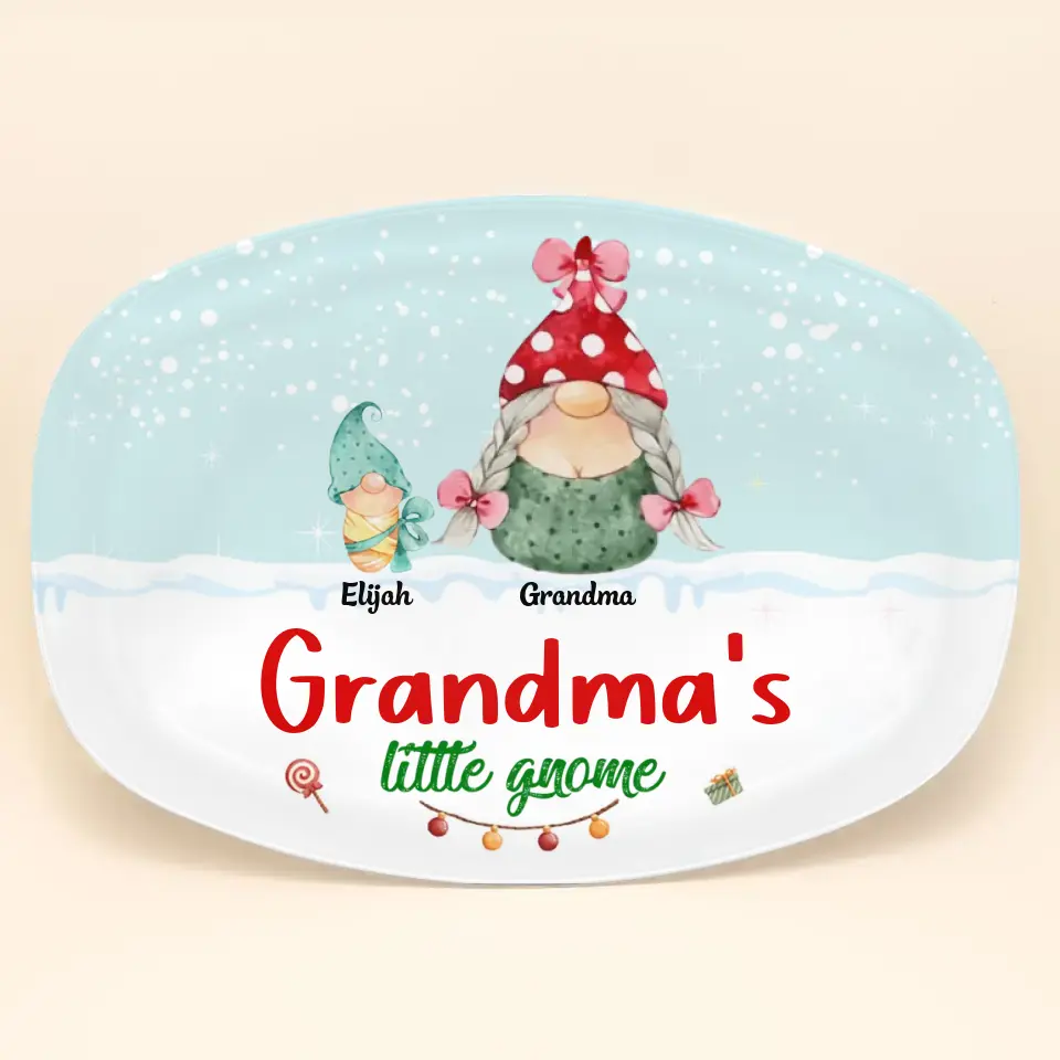 Grandma's Little Gnomies - Personalized Custom Platter - Christmas Gift For Grandma, Family Members