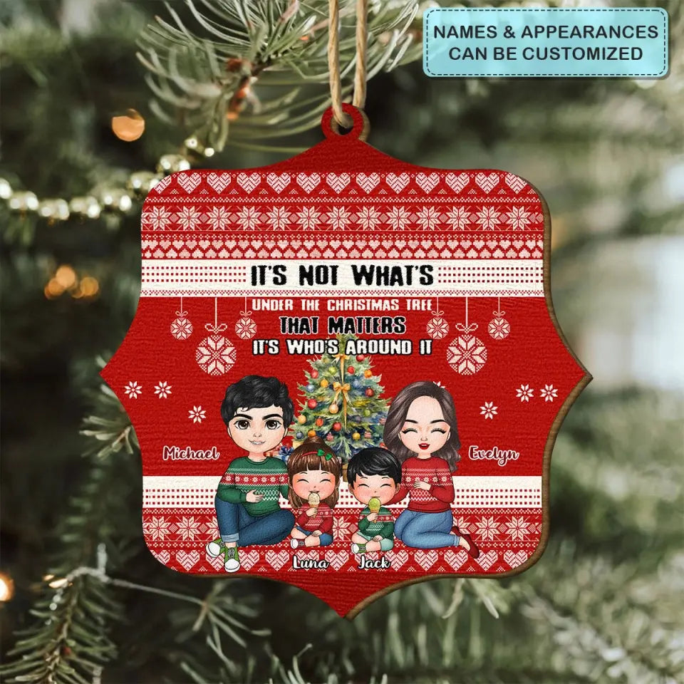 Around The Christmas Tree - Personalized Custom Wood Ornament - Christmas Gift For Couple, Dad, Mom, Family Members