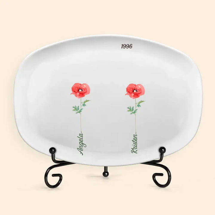 Family Grandma Garden - Personalized Custom Platter - Christmas Gift For Grandma, Family Members
