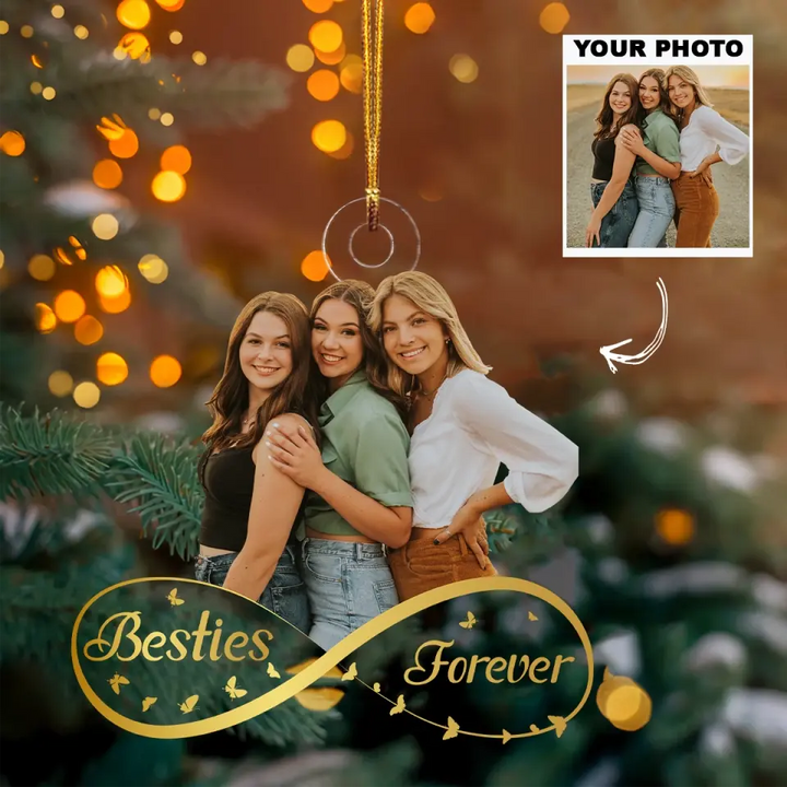 Besties Forever - Personalized Custom Photo Mica Ornament - Christmas Gift For Friends, Besties AGCVP001