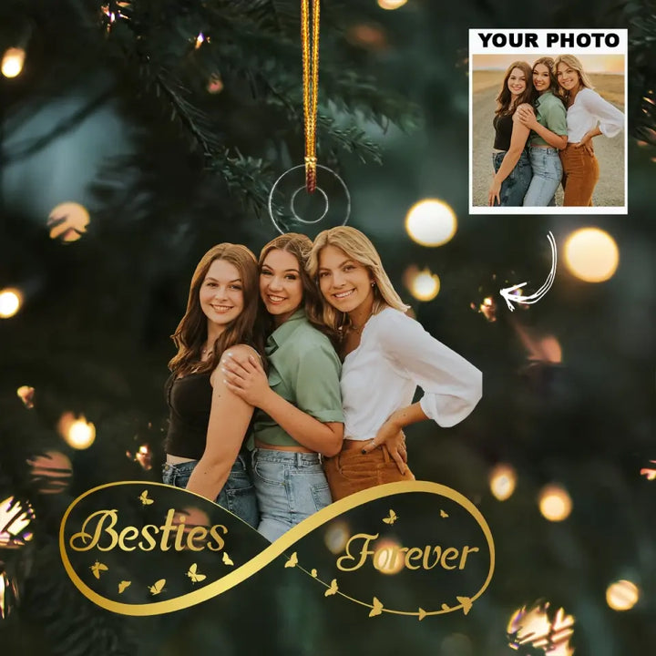 Besties Forever - Personalized Custom Photo Mica Ornament - Christmas Gift For Friends, Besties AGCVP001