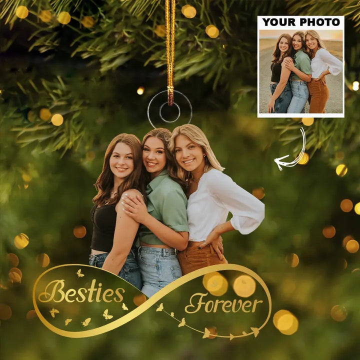 Besties Forever - Personalized Custom Photo Mica Ornament - Christmas Gift For Friends, Besties AGCVP001