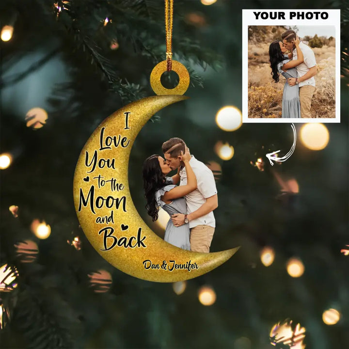 I Love You To The Moon And Back V3 - Personalized Custom Photo Mica Ornament - Christmas Gift For Couple, Wife, Husband AGCHD035