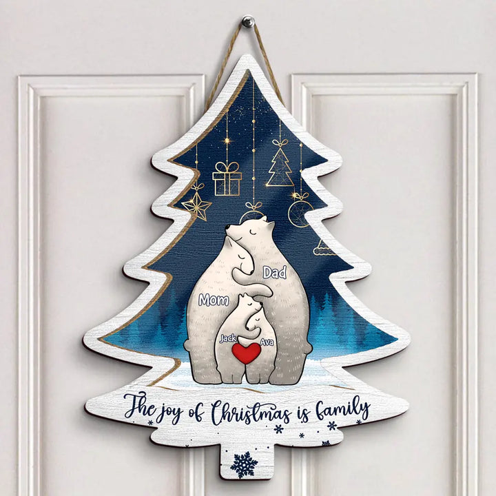 The Joy Of Christmas Is Family - Personalized Custom Door Sign - Christmas Gift For Family, Family Members