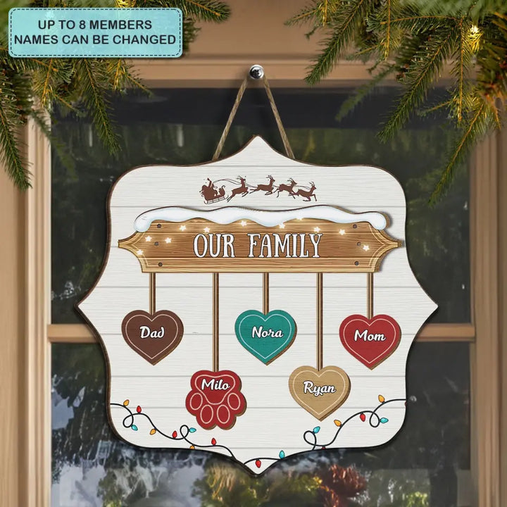Our Family - Personalized Custom Door Sign - Christmas Gift For Family, Family Members
