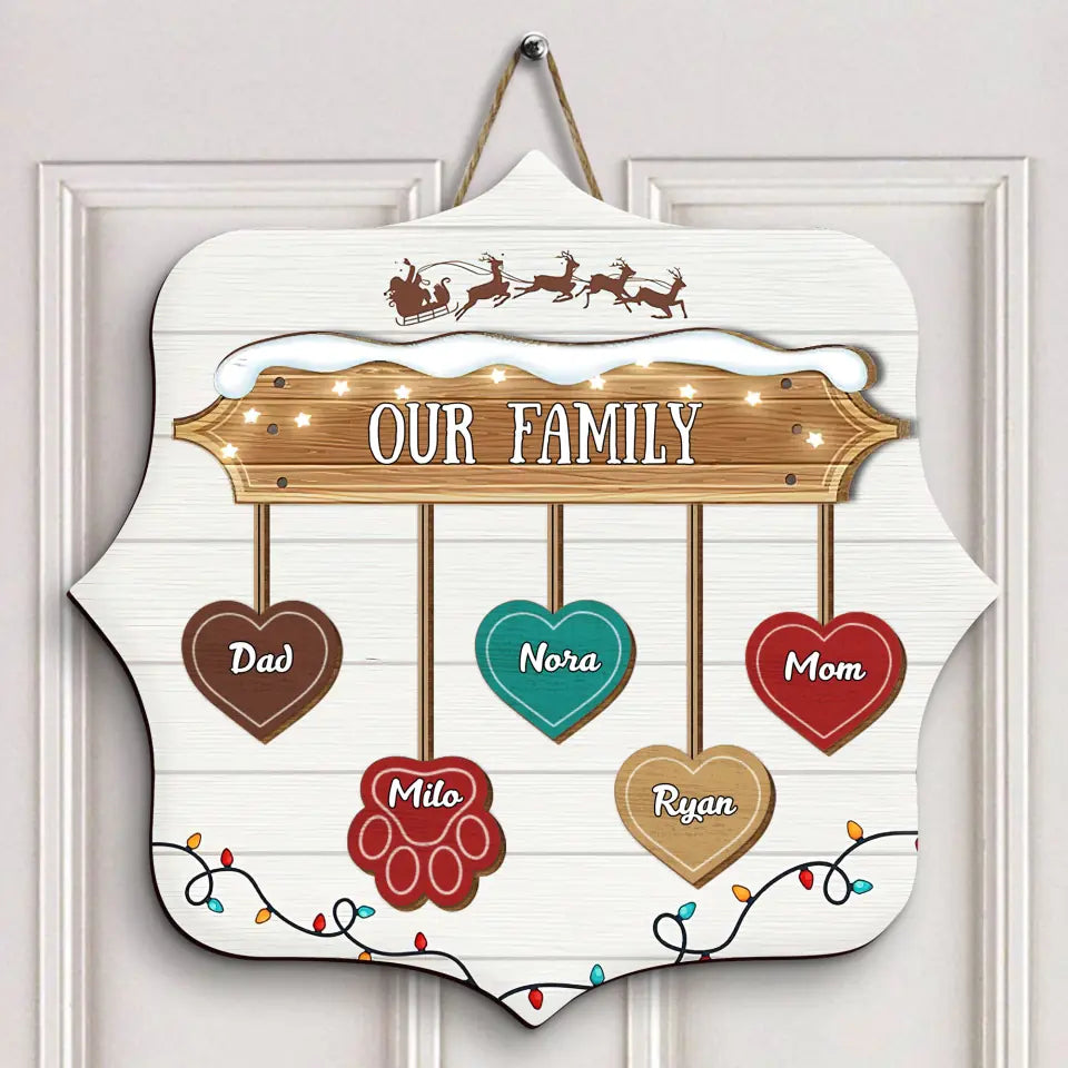 Our Family - Personalized Custom Door Sign - Christmas Gift For Family, Family Members