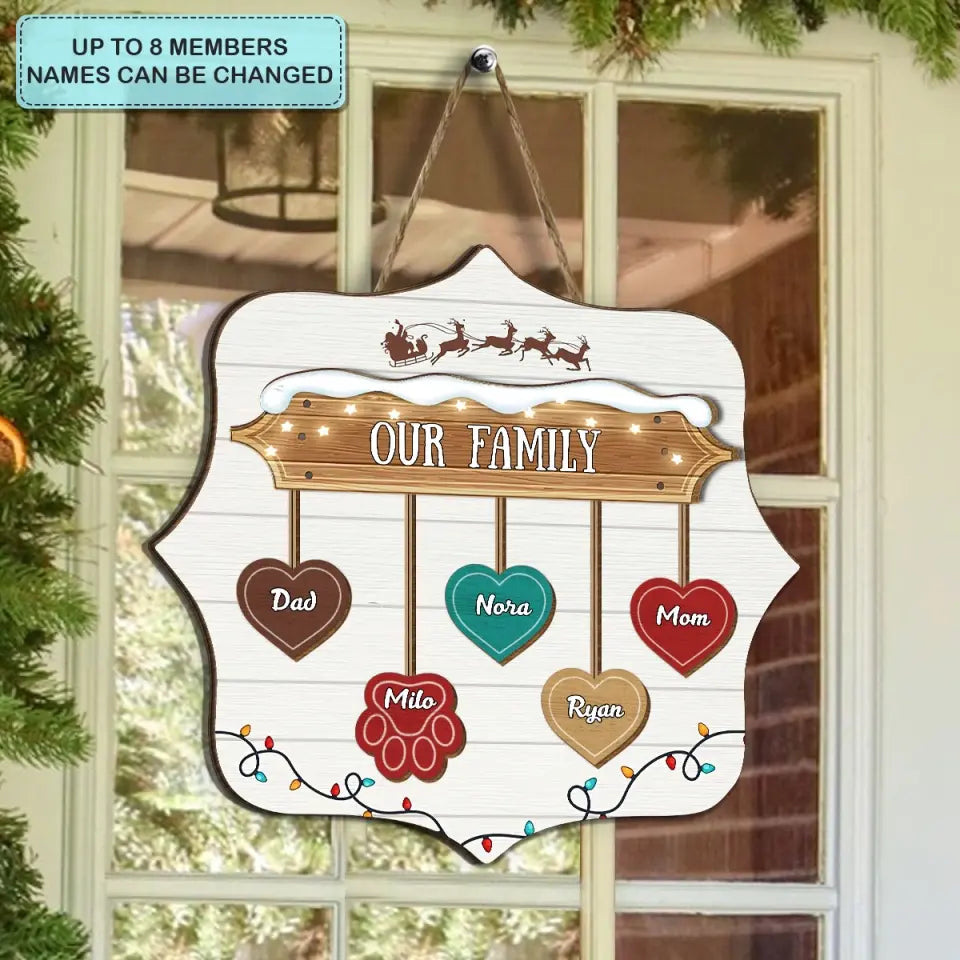 Our Family - Personalized Custom Door Sign - Christmas Gift For Family, Family Members